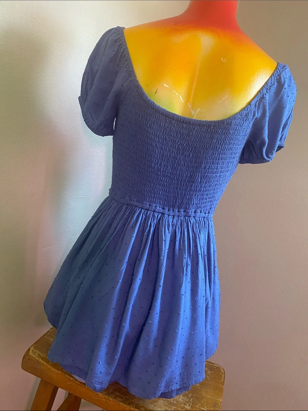 Hollister Romantic Blue Puff-Sleeve Tunic Romper Dress - Picture 6 of 11
